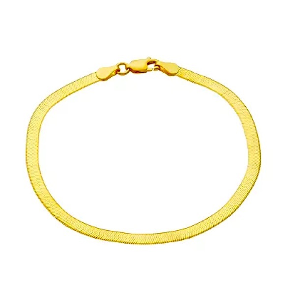💎 Women's 7" Primavera 24k Gold Over Sterling Silver Herringbone Chain Bracelet - Picture 1 of 4